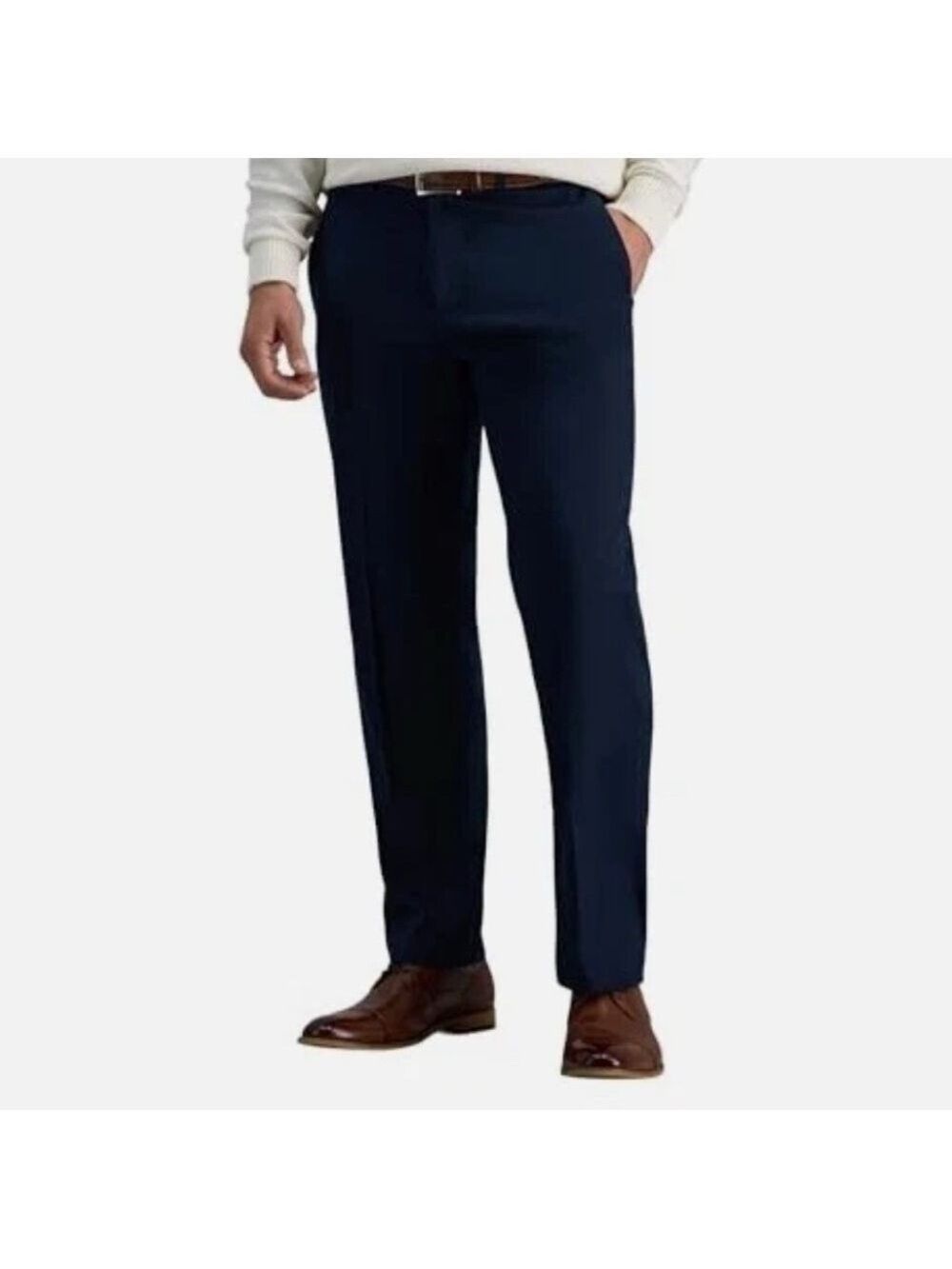 Haggar Men's Premium Straight Fit No Iron Khaki Navy Pants Sz 32Wx34L